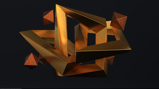 a golden object is shown against a black background